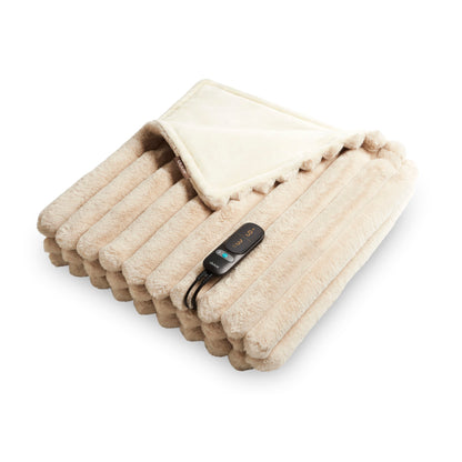 Duux Yentl XL Faux Fur Heated Throw (Beige / Grey)