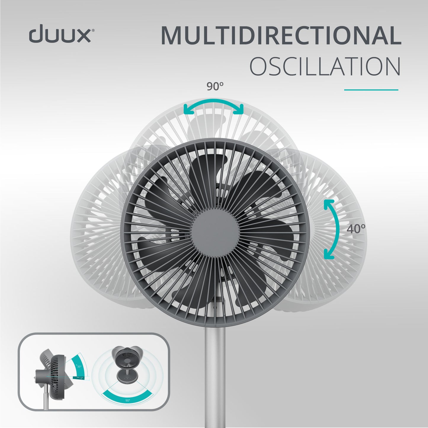 Duux Rize Cordless Fan - Charcoal