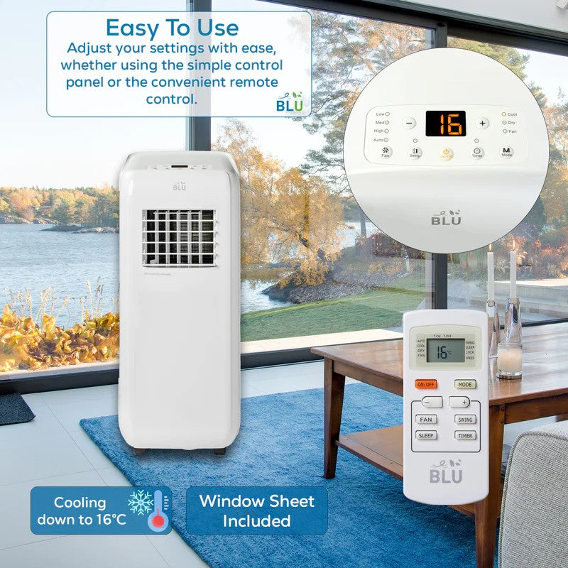 BLU09 Portable Air Conditioner 2.5kW - Cool, Fan and Dehumidify