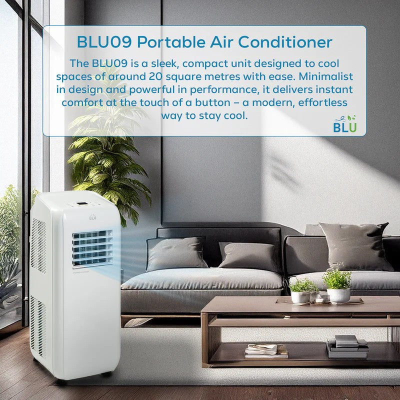 BLU09 Portable Air Conditioner 2.5kW - Cool, Fan and Dehumidify