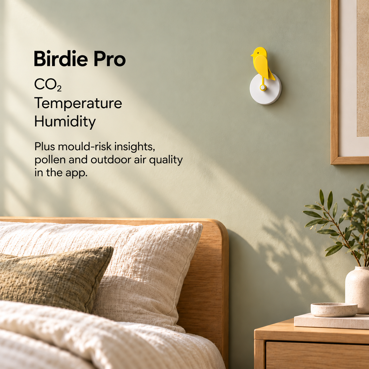 Birdie Pro Smart Air Quality Monitor, Canary Yellow