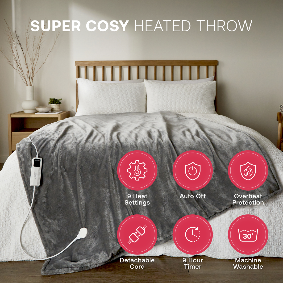 Dimplex DXHTG Super Cosy Heated Throw (Grey)